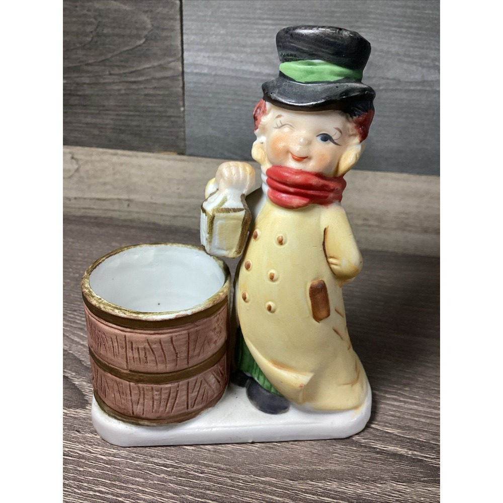 Vintage 1978 Jasco Christmas Luvkins Boy with Lantern Porcelain Candle Holder